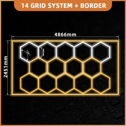 3CCT Dimmable 14 Hexagon Lights w/border