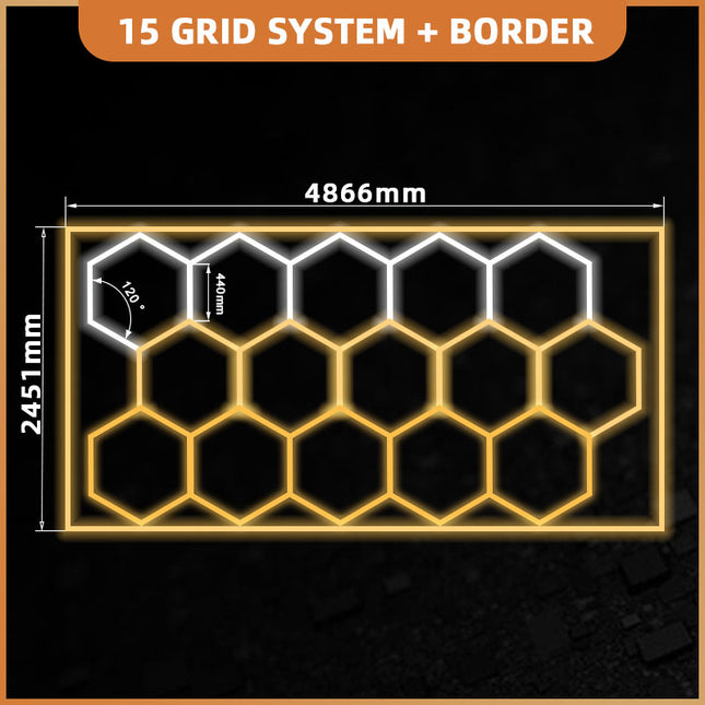 3CCT Dimmable 15 Hexagon Lights w/border