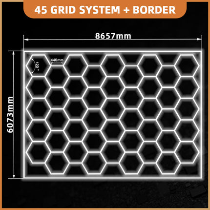 Hexagon light 45 grid system w/border