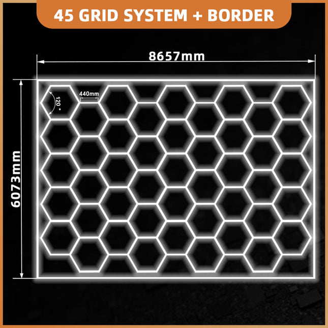 Hexagon light 45 grid system w/border
