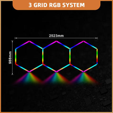 RGB 3 grid hexagon lights system