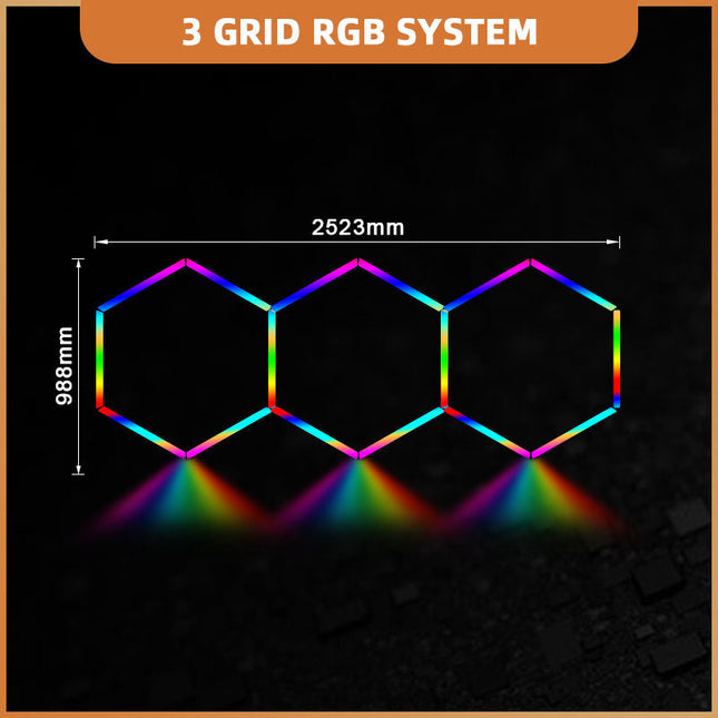 RGB 3 grid hexagon lights system
