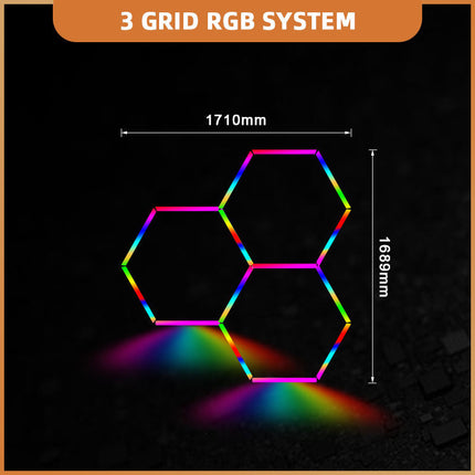 RGB hexagon light 3 grid system