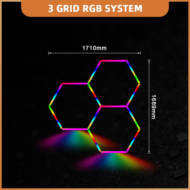 RGB hexagon light 3 grid system