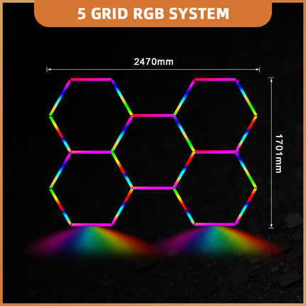 RGB hexagon light 5 grid system