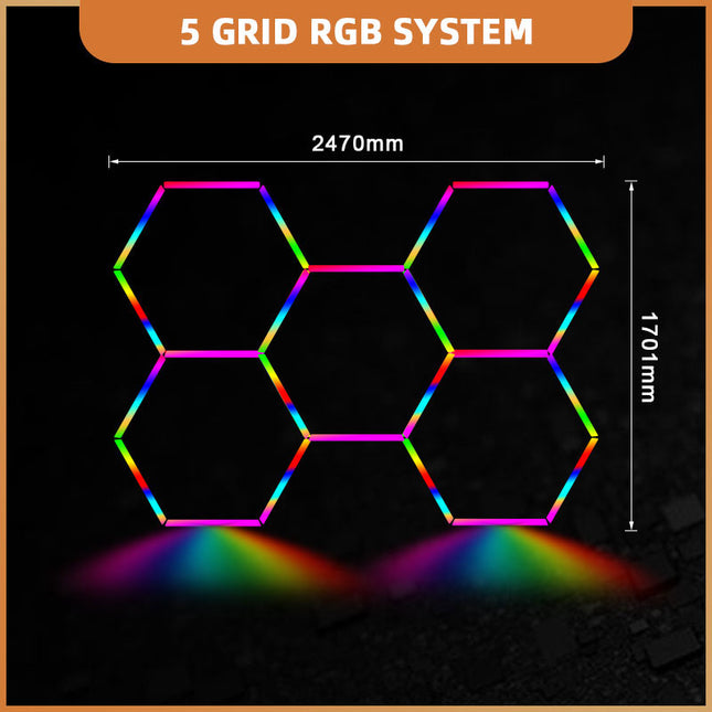 RGB hexagon light 5 grid system