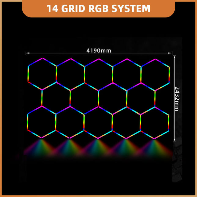 RGB hexagon light 14 grid system