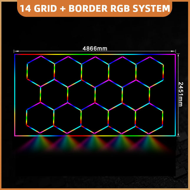 RGB hexagon light 14 grid system w/border