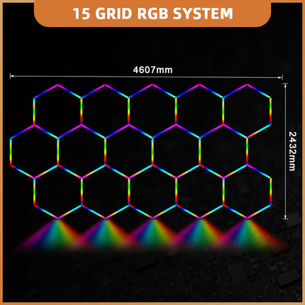 RGB hexagon light 15 grid system