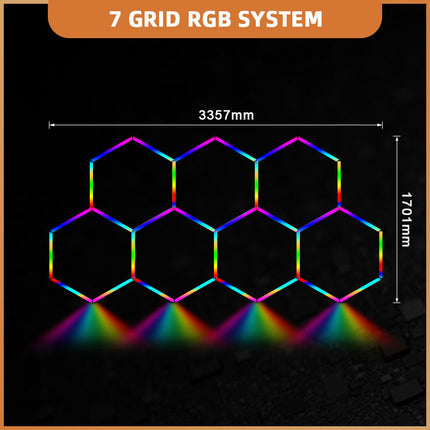 RGB hexagon light 7 grid system