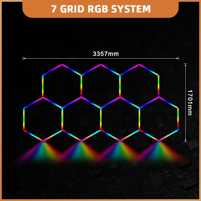 RGB hexagon light 7 grid system