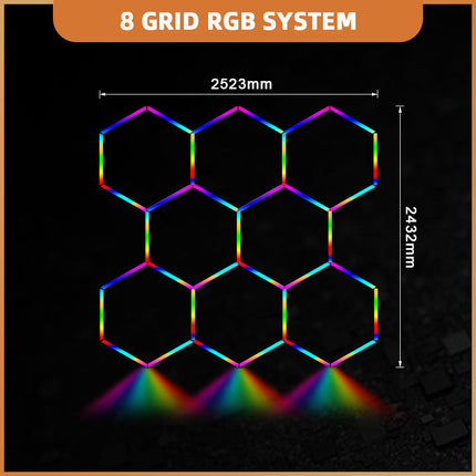 RGB hexagon light 8 grid system