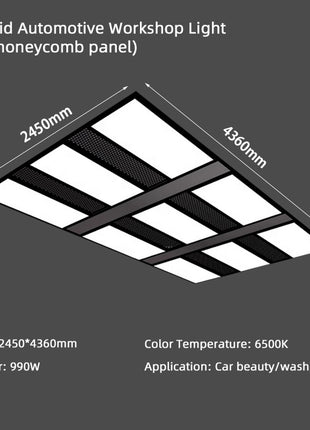9 Grid Automotive Workshop Light w/honeycomb panel