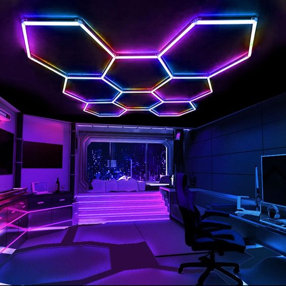 RGB hexagon light 8 grid system