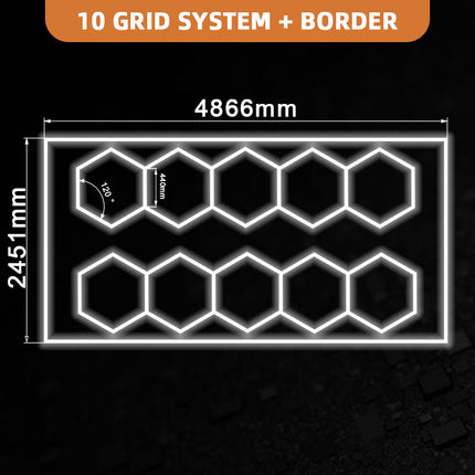 Hexagon light 10 grid system w/border