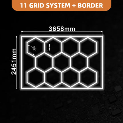 Hexagon light 11 grid system w/border