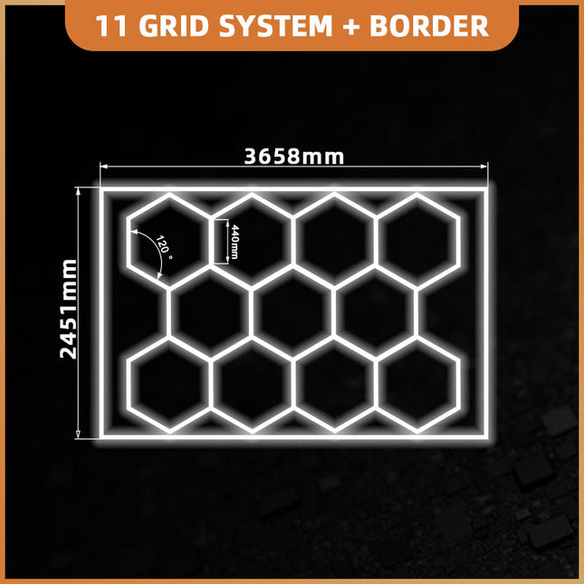Hexagon light 11 grid system w/border