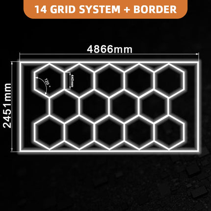 Hexagon light 14 grid system w/border