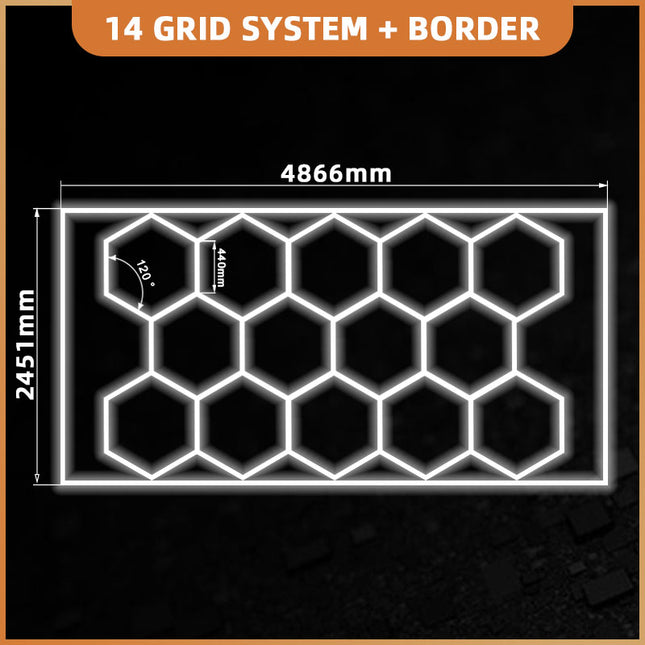 Hexagon light 14 grid system w/border