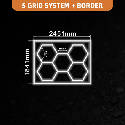 Hexagon light 5 grid system w/border