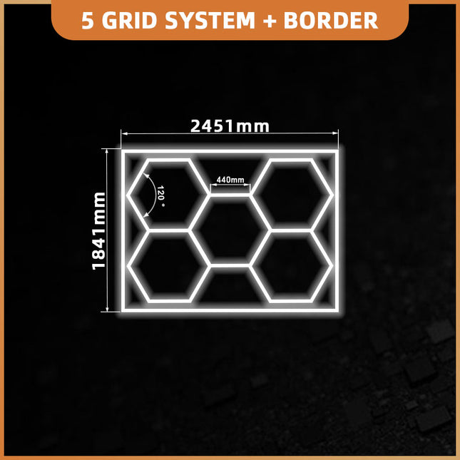 Hexagon light 5 grid system w/border