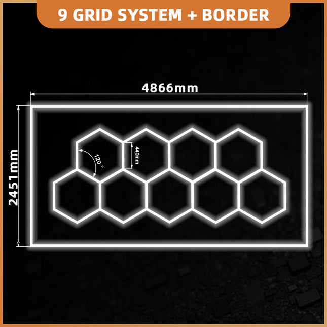 Hexagon light 9 grid system w/border